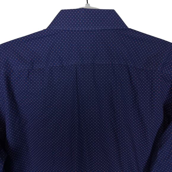 Banana Republic Shirt Men's Large Blue Cotton Polka Dot Grant Slim Fit Button-Up - Picture 6 of 11